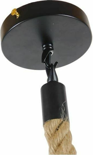GloboStar Hellet Pendant Light Black with Rope for Socket E27 16x16x25cm