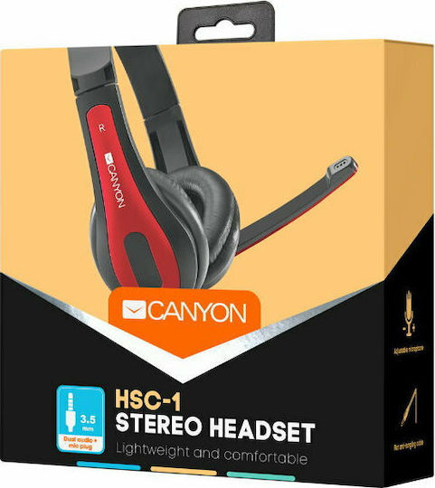 Canyon Simple On Ear Gaming Headset με σύνδεση 3.5mm Black/Red