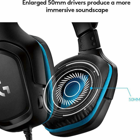 Logitech G432 7.1 Over Ear Gaming Headset with Connection 3.5mm / USB Blue