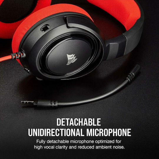Corsair HS35 Over Ear Gaming Headset with Connection 3.5mm Red