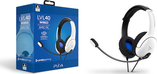 PDP LVL40 PS4/PS5 Over Ear Gaming Headset με σύνδεση 3.5mm Λευκό for PS4 / PS5