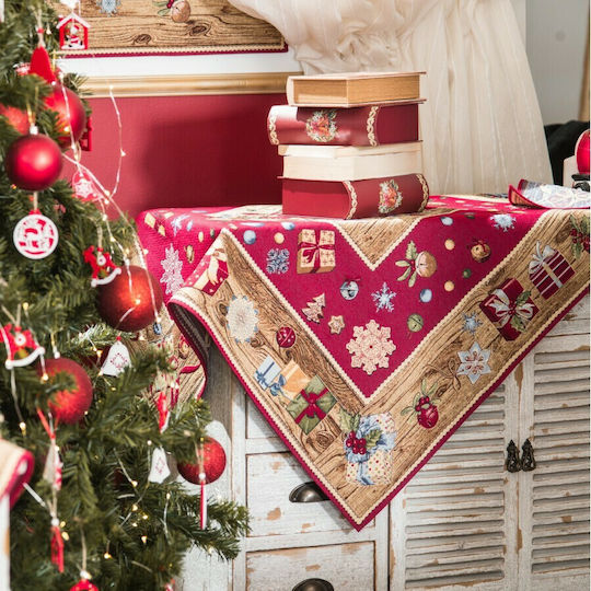 Teoran Gift Коледно Покривка за маса Червен Д220xШ140см.