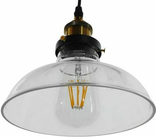 GloboStar Hatty Ceiling Light Transparent Bell with E27 Socket 24.5x22x15cm