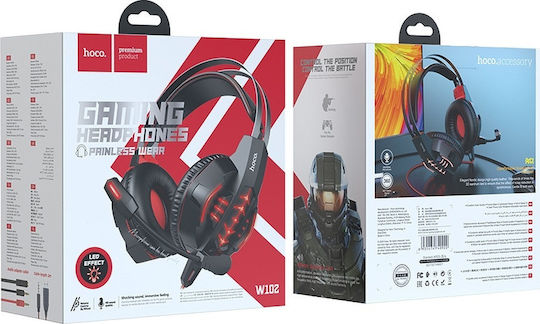 Hoco W102 Cool Tour Über Ohr Gaming-Headset mit Verbindung 3,5mm / USB Rot