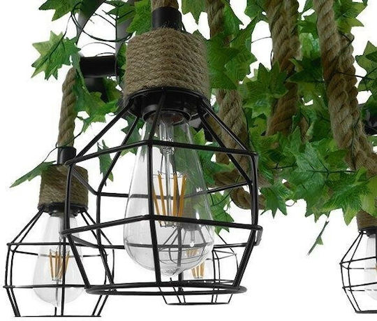 GloboStar Hellet Pendant Light Brown with Rope for 6 Bulbs E27
