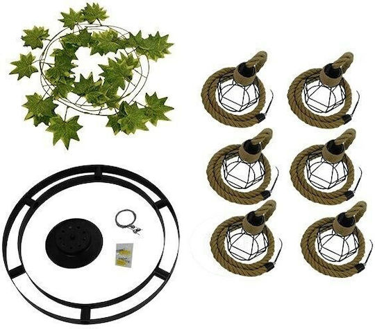 GloboStar Hellet Pendant Light Brown with Rope for 6 Bulbs E27