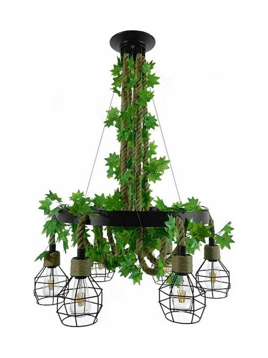 GloboStar Hellet Pendant Light Brown with Rope for 6 Bulbs E27