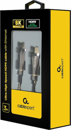 Gembird HDMI 2.1 Ultra High Speed 48Gbps 4K 120Hz HDR VRR Braided Cable HDMI Male - HDMI Male Length 3m Black