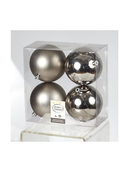 TnS Christmas Plastic Ball Ornament Gray 10x10cm 4pcs