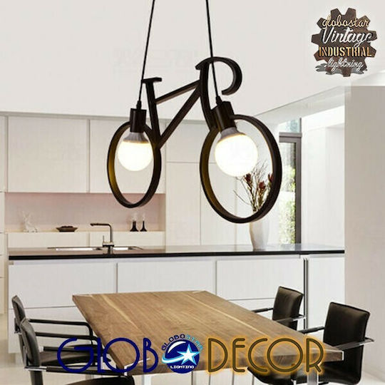 GloboStar Bike Black Ceiling Light with E27 Socket 67x3.5x41cm