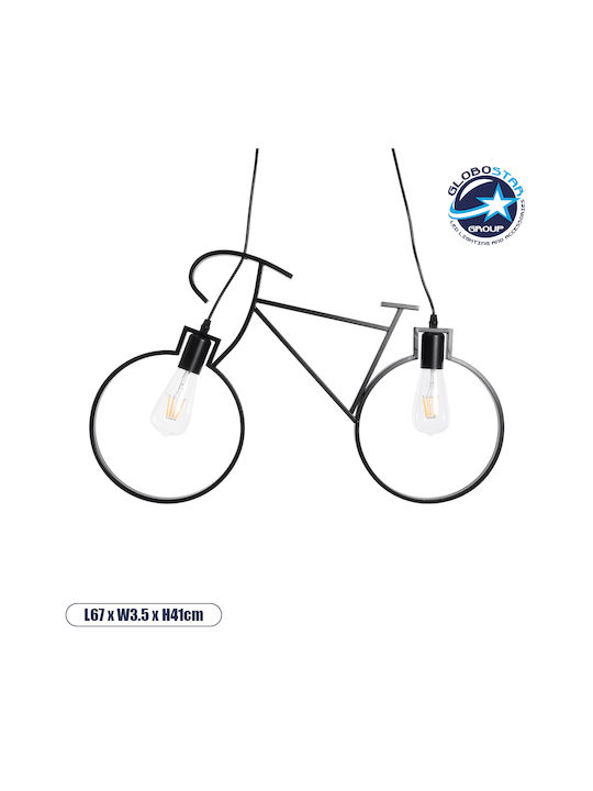 GloboStar Bike Pendant Light Black with Socket E27 67cm