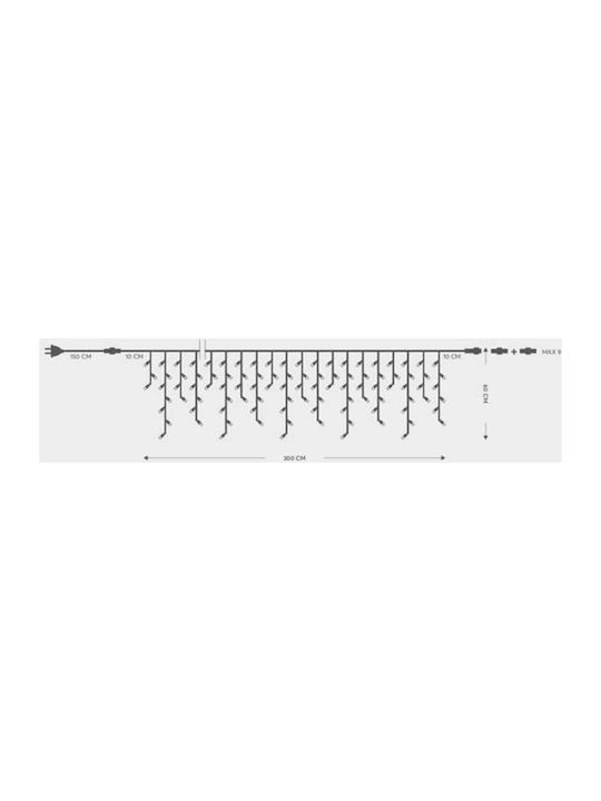 144 Lămpițe LED 3m. x 60buc Alb natural tip Ploaie 1buc