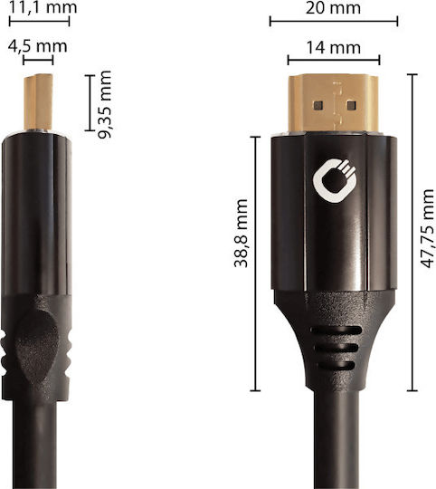 Oehlbach Magic MKII HDMI 2.1 Ultra High Speed 48Gbps 4K 120Hz HDR VRR Kabel HDMI-Stecker - HDMI-Stecker 3m Schwarz