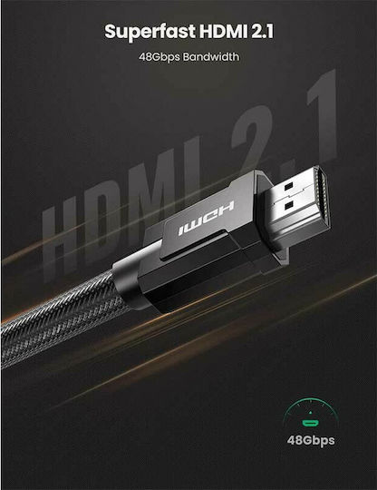 Ugreen HDMI 2.1 Ultra High Speed 48Gbps 4K 120Hz HDR VRR Braided Cable HDMI Male - HDMI Male 2m Black