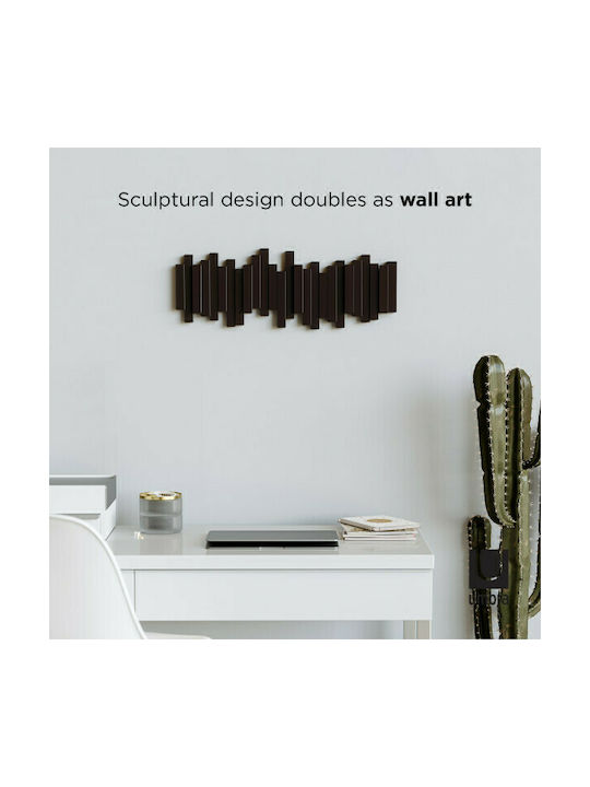 Umbra Wall Hanger Sticks Plastic 5 Hooks Brown 49.2x2.9x8.1cm