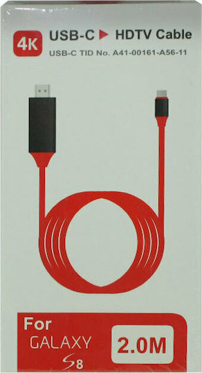 HDMI 1.3 Kabel HDMI-Stecker - USB-C-Stecker 2m Rot