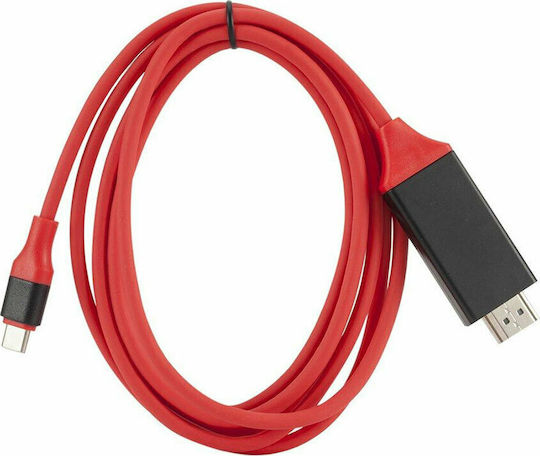 HDMI 1.3 Kabel HDMI-Stecker - USB-C-Stecker 2m Rot