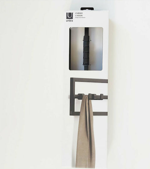 Umbra Стенна Закачалка Cubiko Метална 5 Места Черна 53x6x15см