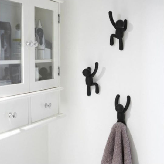 Umbra Wandhalterung Buddy Hooks Kunststoff Schwarze 7,6x7,6x16,5cm 3 Stück