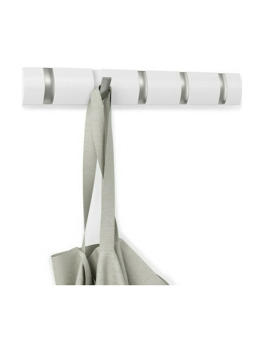 Umbra Wall Hanger Flip 5 Hook White Wooden 5 Hooks White 50.8x3.2x6.7cm