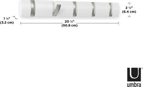 Umbra Wall Hanger Flip 5 Hook White Wooden 5 Hooks White 50.8x3.2x6.7cm
