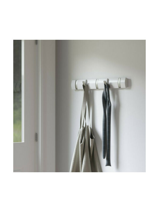 Umbra Wall Hanger Flip 5 Hook White Wooden 5 Hooks White 50.8x3.2x6.7cm