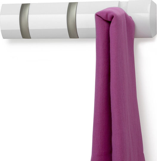 Umbra Wall Hanger Flip 3 Hook White Wooden 3 Hooks White 33x3.2x7cm