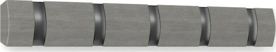 Umbra Wall Hanger Flip Wooden 5 Hooks Grey 50.8x3.2x6.7cm