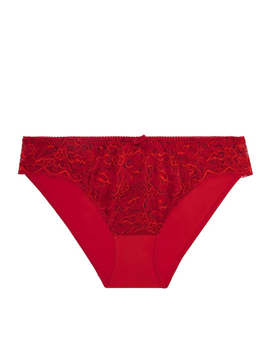 Bestform 02409 Damen-Slip Mit Spitze Rot