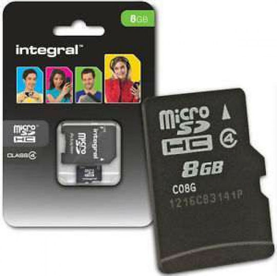 Integral microSDHC 8GB Class 4 με αντάπτορα