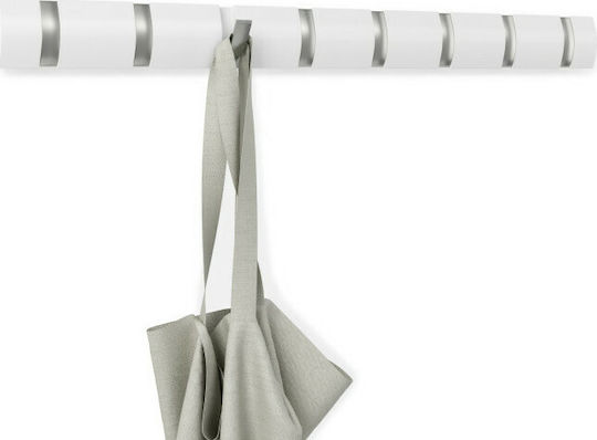 Umbra Wall Hanger Flip 8 Hook White Wooden 8 Hooks White 81.3x3.2x7.6cm