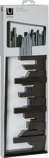 Umbra Wall Hanger Skyline Plastic 5 Hooks Black 49x2.9x14.6cm