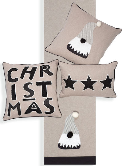 Nef-Nef Homeware Christmas Decorative Pillow Christmas Stars Rectangular Gray 30x45cm