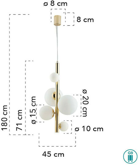Fan Europe Hera Lustră Auriu pentru 5 Becuri G9 47cm.