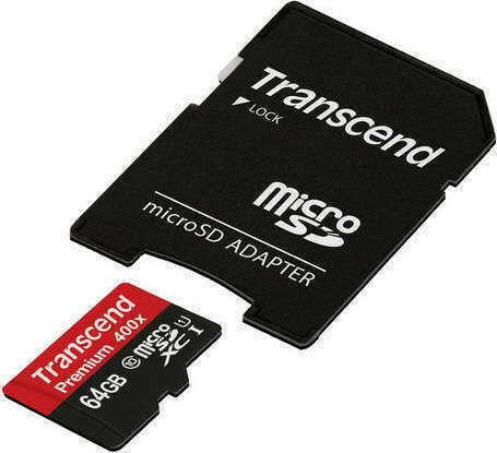 Transcend Premium 400x microSDXC 64GB U1 UHS-I 45MB/s με αντάπτορα