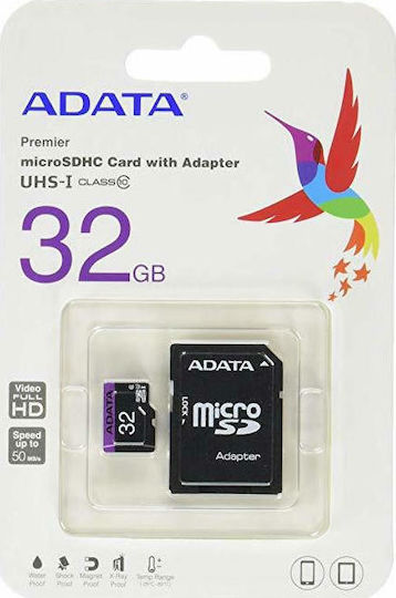 Adata Premier microSDHC 32GB U1 V10 UHS-I 50MB/s mit Adapter