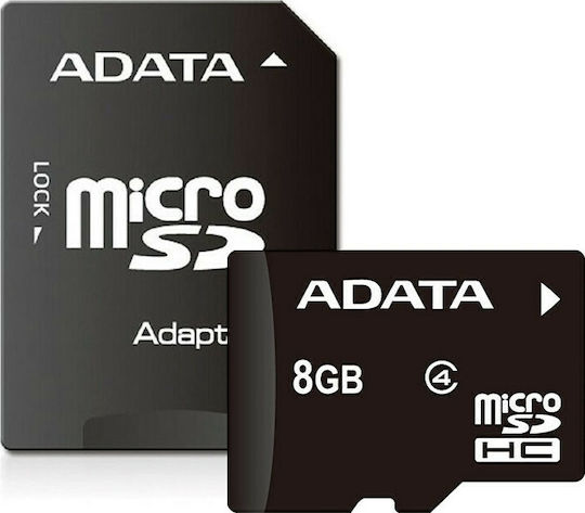 Adata AUSDH8GCL4-RA1 microSDHC 8GB Клас 4 Скорост по подразбиране с адаптер