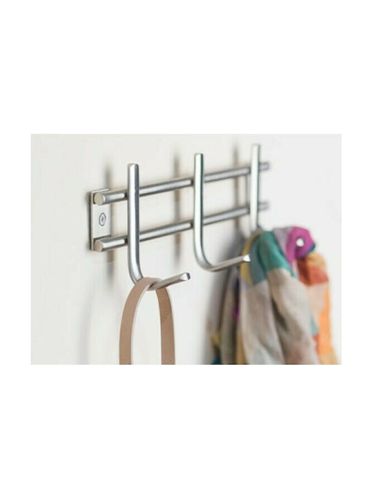 Inofix Metal Wall Hanger with 3 Slots Silver 22x5.4x7.6cm 1pc