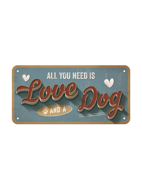 Nostalgic Art 3D Wanddekoration Love Dog Handgefertigt aus Metall 20x1x10cm