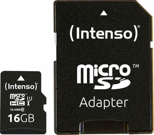 Intenso Professional microSDHC 16GB U1 UHS-I 90MB/s με αντάπτορα