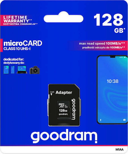 GoodRAM microSDXC 128GB U1 UHS-I 100MB/s с адаптер