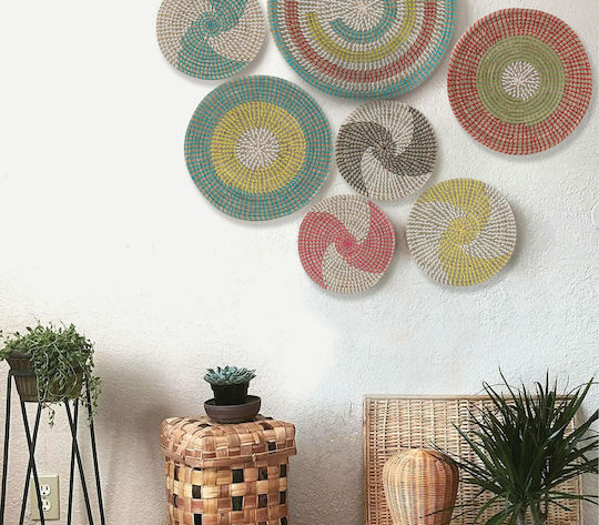 Nef-Nef Homeware Wall Decor Plate Noble Coral - White made of Wicker Material 28x6x28cm