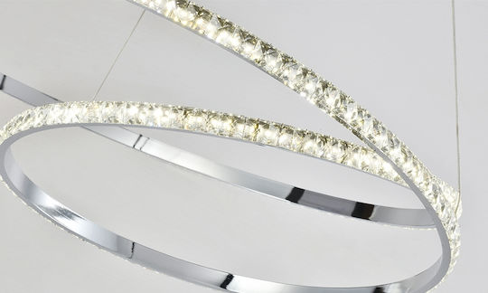 Hatzipantos Stores Pendant Light Silver with Crystals for Socket E27 80x80cm