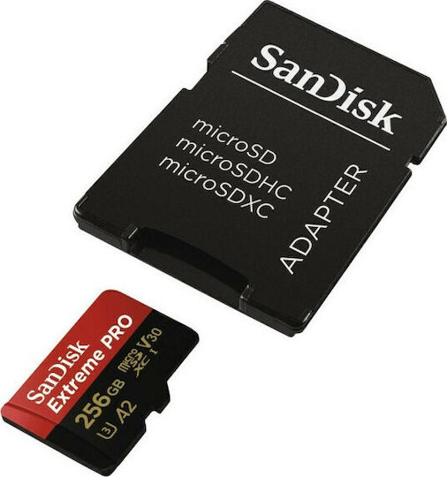 Sandisk Extreme Pro microSDXC 256GB Klasse 10 U3 V30 A2 UHS-I mit Adapter