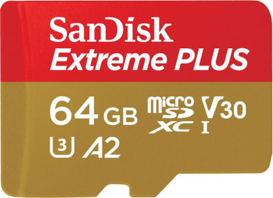 Sandisk Extreme Plus microSDXC 64GB Class 10 U3 V30 A2 UHS-I with Adapter