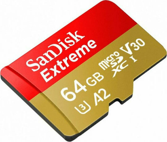 Sandisk Extreme microSDXC 64GB U3 V30 A2 UHS-I 160MB/s με αντάπτορα
