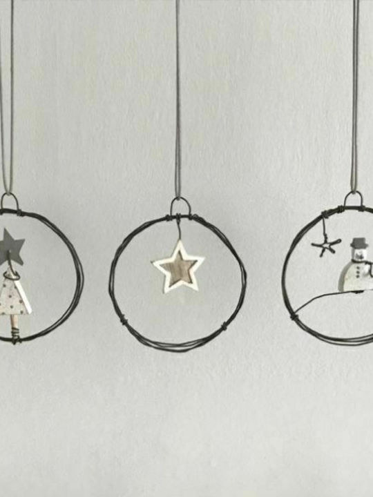 Synchronia Christmas Wooden Decorative Wreath 7.5cm Small with star