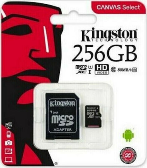 Kingston Canvas Select Plus microSDXC 256GB U3 V30 A1 UHS-I 100MB/s с адаптер