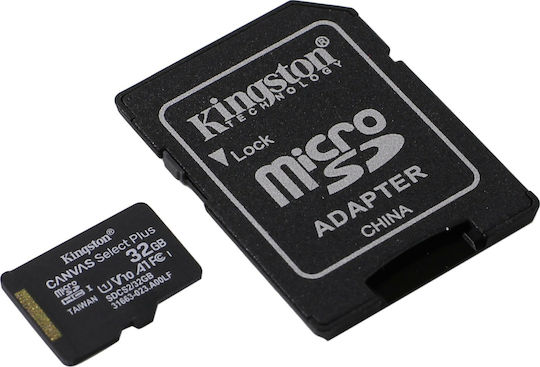Kingston Canvas Select Plus microSDHC 32GB U1 V10 A1 UHS-I 100MB/s με αντάπτορα
