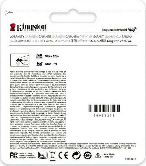 Kingston Canvas Select Plus SDXC 128GB Class 10 U3 V30 UHS-I